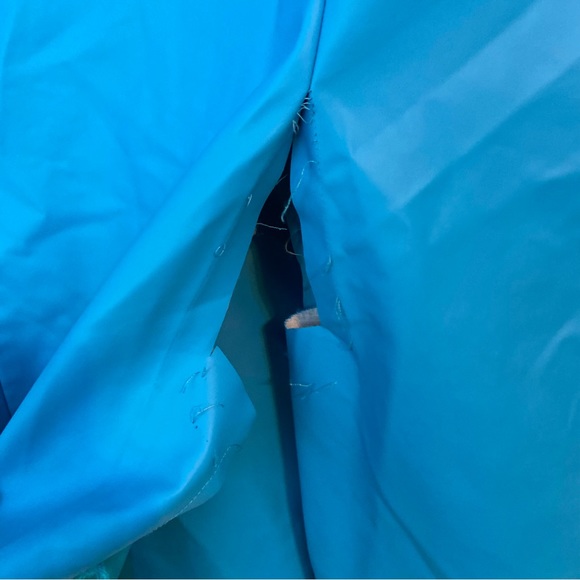 Nina Ricci Asymmetric Cutout Faux Leather Button Front Collared Blazer Blue 34 - Picture 10 of 14